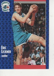 ERIC LECKNER SIGNED 1991-92 FLEER #21 CHARLOTTE HORNETS - Picture 1 of 1