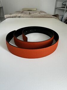 Hermes Belt Orange/ Black With Happy H Buckle