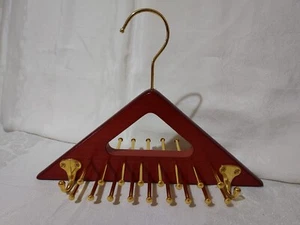Wood & Brass Peg Tie & Belt Organizer Hanger - Picture 1 of 10