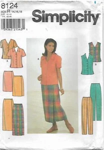 C225 SIMPLICITY 8124: SKIRTS, BLOUSE, & PANTS SIZE 14-18 SEWING PATTERN - Picture 1 of 3