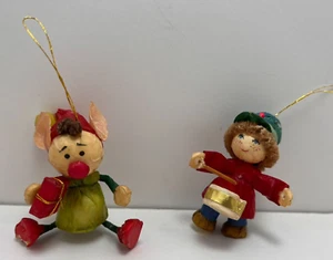 Vintage 1981 American Greetings Paper Mache Elf Drummer Boy Ornaments - Picture 1 of 6