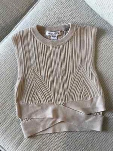 Women Crew Neck Sleeveless Stretchable Knit Sweater Shirts Tank Tops - Bild 1 von 4