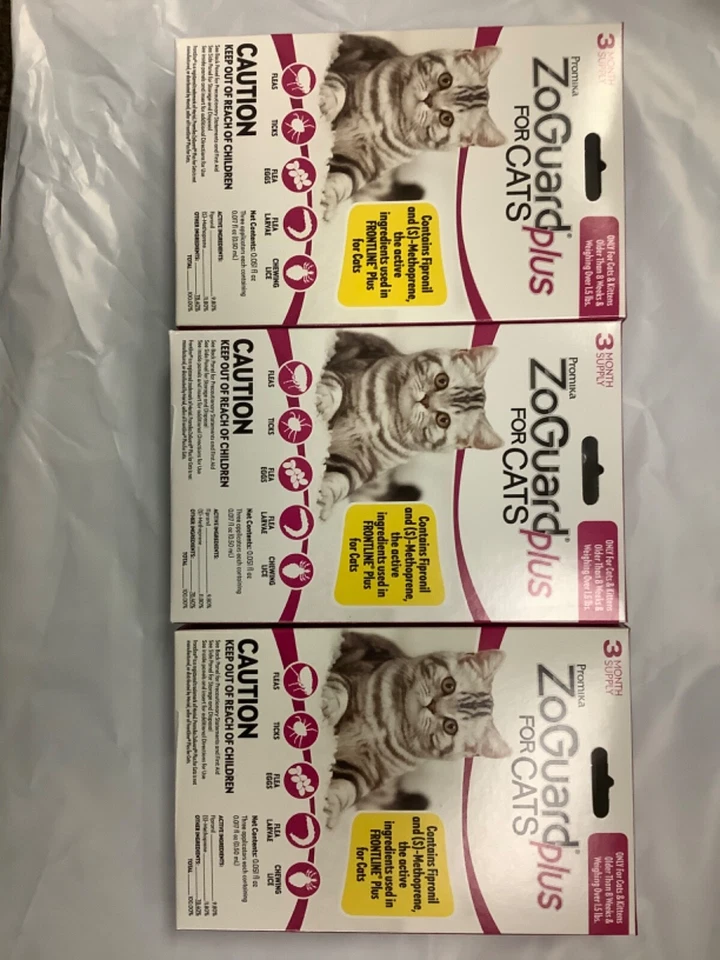 3*Promika ZoGuard Plus gatos gatitos más de 8 semanas 1,5 libras suministro 3 meses pulgas garrapatas Foto 1 de 1