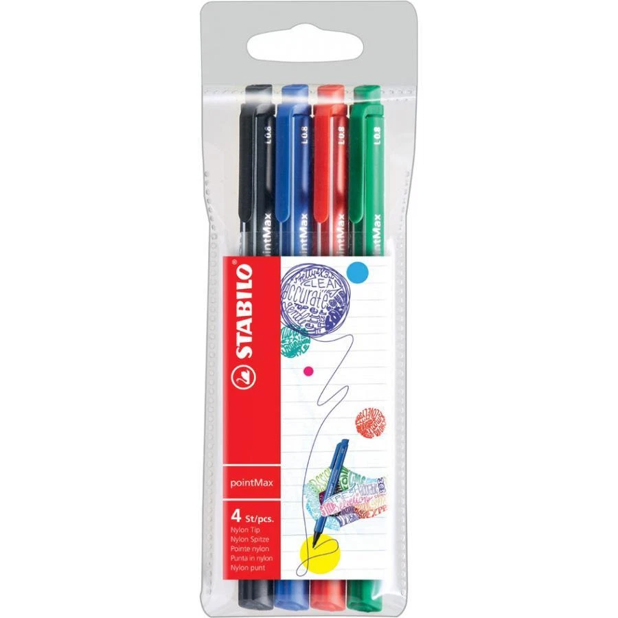 STABILO Fasermaler pointMax, 4er Kunststoff-Etui - Bild 1 von 1