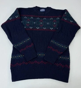 Vintage 70s 80s PENDLETON Aztec Fair Isle Nordic Wool Sweater Pullover Mens M - Picture 1 of 8