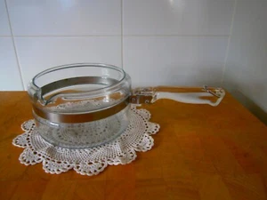 PYREX GLASS MILK SAUCEPAN with Glass handles stainless steel trims - Picture 1 of 3