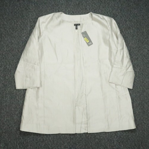 OFF WHITE Eileen Fisher Giacca Donna Grande Off White Lega Metallizzata Jacquard Aperta*