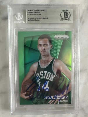 Bob Cousy 2014 Prizm Green Match SSP BGS DNA BAS Slab Signed Autograph Celtics - Image 1 of 2