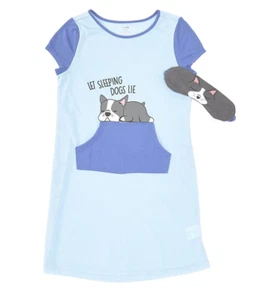 Dream Life Big Girls Short-Sleeve Sleeping Dog Sleepshirt & Mask Size SM 7/8 - Picture 1 of 1