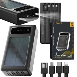 Powerbank solar 20000mAh, ładowarka solarna USB-C zewnętrzna bateria kompatybilna z iPhone - Zdjęcie 1 z 12