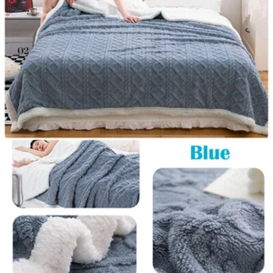 Warm Thermal Fleece Sherpa Two Sided Blanket Sofa Bed Couch Throw Faux Fur Home - Picture 1 of 18