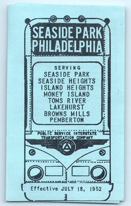 TIMETABLE Philadelphia PA to Seaside Park NJ July 18 1952 Bus Schedule - Picture 1 of 3