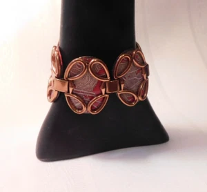 Matisse - Renoir Copper & Red Enamel Large Oval Link MCM Bracelet, Signed - Picture 1 of 7