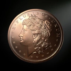 1 OZ Morgan Dollar Round .999  Copper Bullion Restrike (BU) - Picture 1 of 3