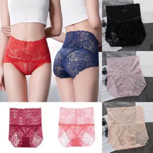 Women Lace High-Waist Tummy Control Panties Lingerie Briefs Underwear Underpants - Picture 1 of 29