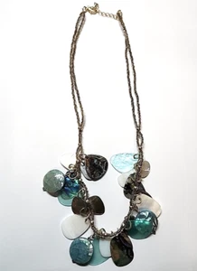 Coldwater Creek Silver Tone Dbl Strand Multi Color Disc & Chips Necklace 18-19" - Picture 1 of 5