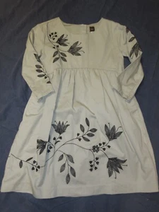 Girls Dress by TEA COLLECTION - Sz 8 - Beige w/ Black EMBROIDERED FLOWERS Floral - Picture 1 of 2