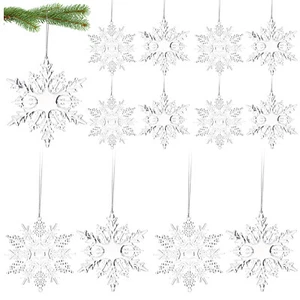12x Deko Anhänger Schneeflocken - 10 cm Schneeflocken-Anhänger - Bild 1 von 6