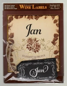Etiquetas y etiquetas decorativas personalizadas para botellas de vino "Jan" 6 piezas hojas florales - Imagen 1 de 2