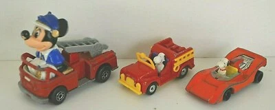 Vintage Snoopy Cars and Mickey Mouse Fire Truck - Image 1 of 4