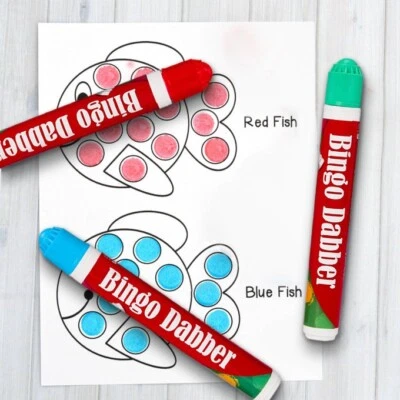 Pack 12/24/48 Novelty Bingo Dabbers Pens Marker Sponge Tip Red, Blue, Green Bulk - Image 1 of 4