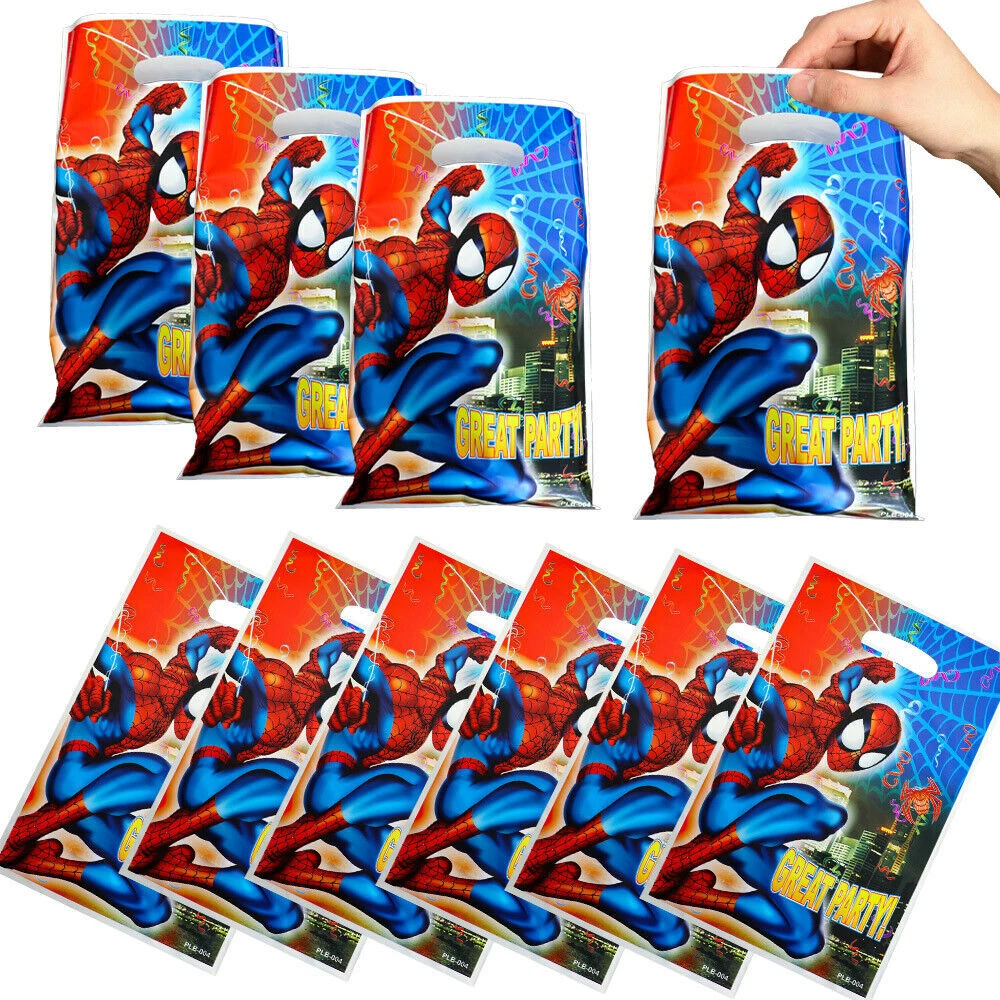 Amscan Spider-Man Webbed Wonder Treat Bags - Pack Of 16 Blue Party Favor Bags 9.5x4 Inches