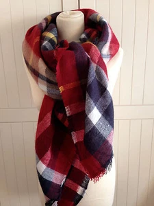 ZARA NEU WOMAMN ROT MARINEBLAUGELB TARTAN GROSSER KARIERTER SCHAL Ref. 4219/211 - Bild 1 von 6