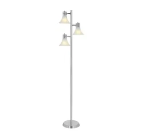 Hampton Bay 64-1/2 in. Brushed Nickel Floor Lamp with 3 Plastic Bell Shades - Picture 1 of 4