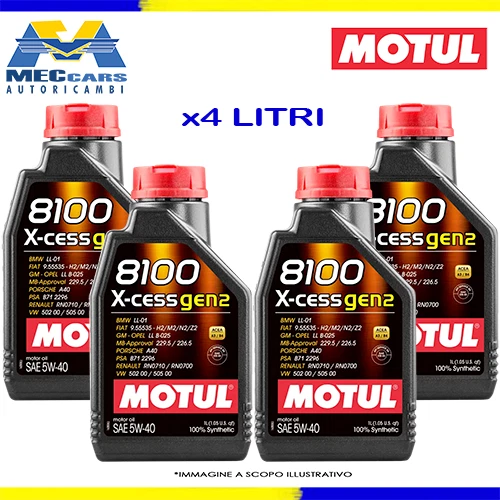 4L MOTUL 8100 X-CESS GEN2 5W40 OLIO MOTORE 100% SINTETICO ACEA A3 B4 VW 502.00 - Immagine 1 di 4