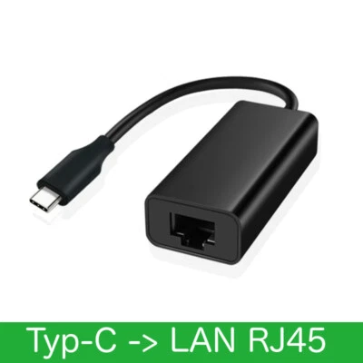 USB-C 3.1 auf RJ45 Ethernet Lan Adapter Hub Kabel Mac USB C Netzwerk NEU schwarz - Bild 1 von 4