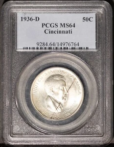 1936-D 50c Cincinnati Music Center Half-dollar MS 64 PCGS # 14976764 + Bonus - Picture 1 of 2