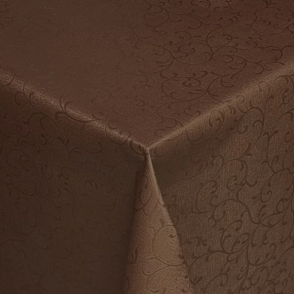 Nappe En Damast Rectangulaire Ronde Ovale Florale Imprimée Marron 03038-02 - Photo 1/1