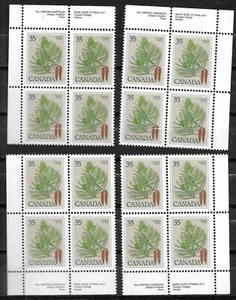 pk03012:Stamps-Canada #721 White Pine 35 cent Plate 1 Block Set -MNH - Picture 1 of 1