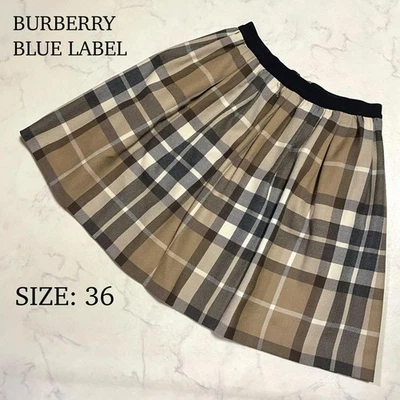 Burberry Etiqueta Azul Mini Falda Acampanada Beige Gris Cuadros Nova Talla 36 Nueva Foto 1 de 4