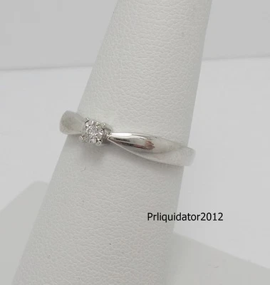Natural Diamond Promise Anniversary Engagement Wedding Ring 10K White Gold Band - Image 1 of 4