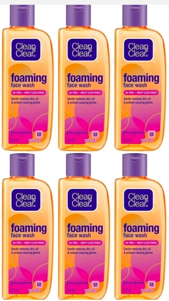 6 X Clean & Clear Foaming Face Wash 150mL Oil-Free Anti-Acne Gently Cleans Skin - image 1 of 3