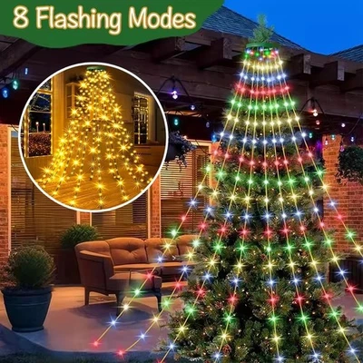 1.5M/2M/3M LED Ring Christmas Tree Tops Lights Decoration Tree Lights String