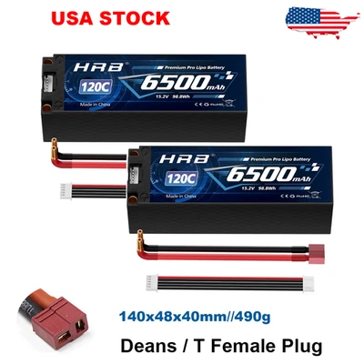 2pcs HRB 6500mAh 15.2V 4S Deans High Voltage LiPo Battery for RC Car Truck Drone - Image 1 of 4