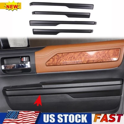 Tiras de moldura de panel de puerta interior ABS negro mate 4 piezas para Toyota Tundra 2014-2020 Foto 1 de 4