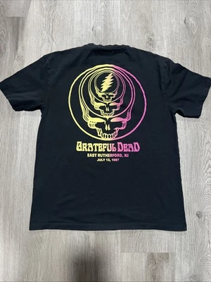 Camiseta preta pequena Topman x Grateful Dead East Rutherford NJ 12 de julho de 1987 - Imagem 1 de 4