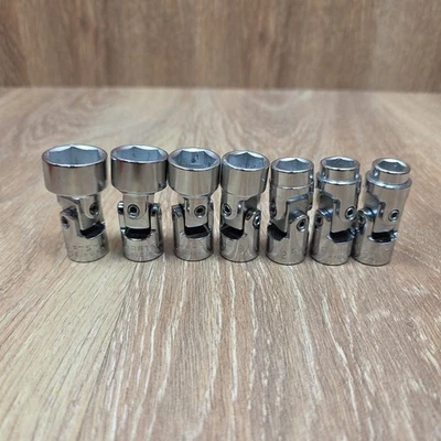 Vtg Craftsman USA 7-Piece 3/8 Drive SAE 6pt Swivel Flexible Socket 3/8" to 3/4" - Image 1 of 4