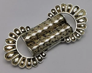 Spilla vintage anni 40 Palestina argento sterling massiccio 935 dichiarazione filigrana 54 mm 11 g - Foto 1 di 8