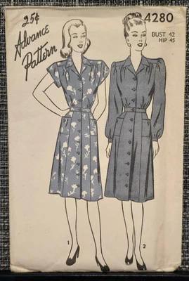 VTG Advance Pattern 4280, Women's Dress, ca.1946. Factory Folded, Bust 42. - Image 1 of 4