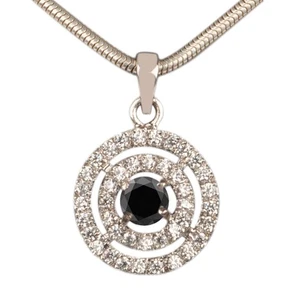 2.55Ct Round Shape 100% Natural Earthmind Black Diamond Pendant In 925 Silver - Picture 1 of 6