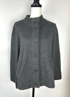 Cárdigan Talbots Mezcla Cachemira Lana Abotonada Manga Campana Talla L-Gris Foto 1 de 4