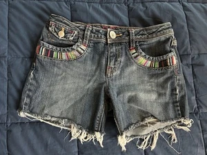 Girls Gap Kids Denim Embroidered Pockets Jean Shorts Size 14 Vintage 2009 - Picture 1 of 16