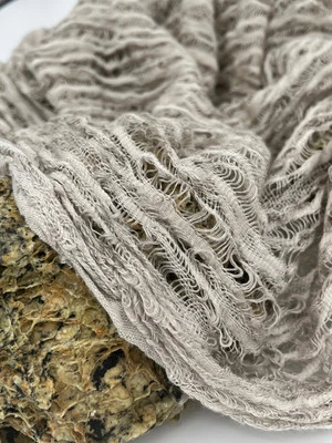 Tejido natural de mezcla de algodón de lino texturizado por 2 metros, transparente, ligero. Foto 1 de 4