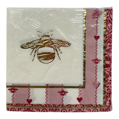 Bridgerton Regal Bee Napkins Pink Gold Foil 2-Ply 6½ in 16 Pcs - Image 1 of 4