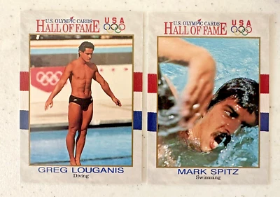 GREG LOUGANIS & MARK SPITZ - TARJETAS DEL SALÓN DE LA FAMA OLÍMPICAS DE ESTADOS UNIDOS ~ NATACIÓN BUCEO Foto 1 de 4
