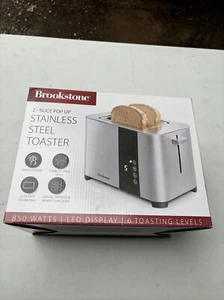 BROOKSTONE 2-SLICE STAINLESS STEEL TOASTER "NEW" - Picture 1 of 4